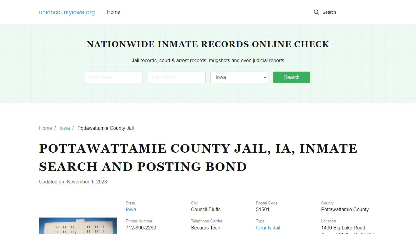 Pottawattamie County Jail, IA, Inmate Search, Visitations