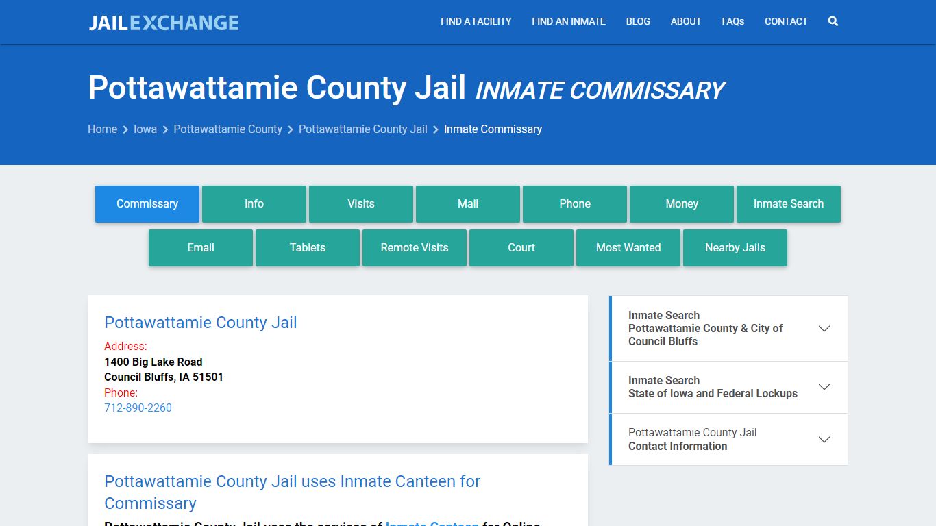 Inmate Commissary, Care Packs - Pottawattamie County Jail, IA